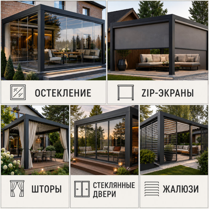 Опции для защиты перголы по периметру